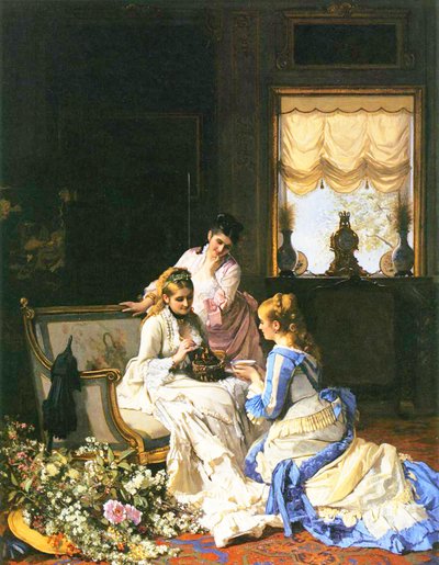 Girls with a Nest by Charles Baugniet